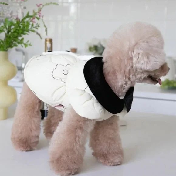 Cat coat jacket floral puff Daisy white cream puff sleeve clothing - Picture 6 of 6